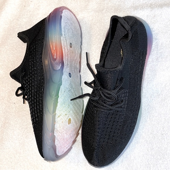 Wanted Shoes - Black with rainbow bottom wanted sneakers